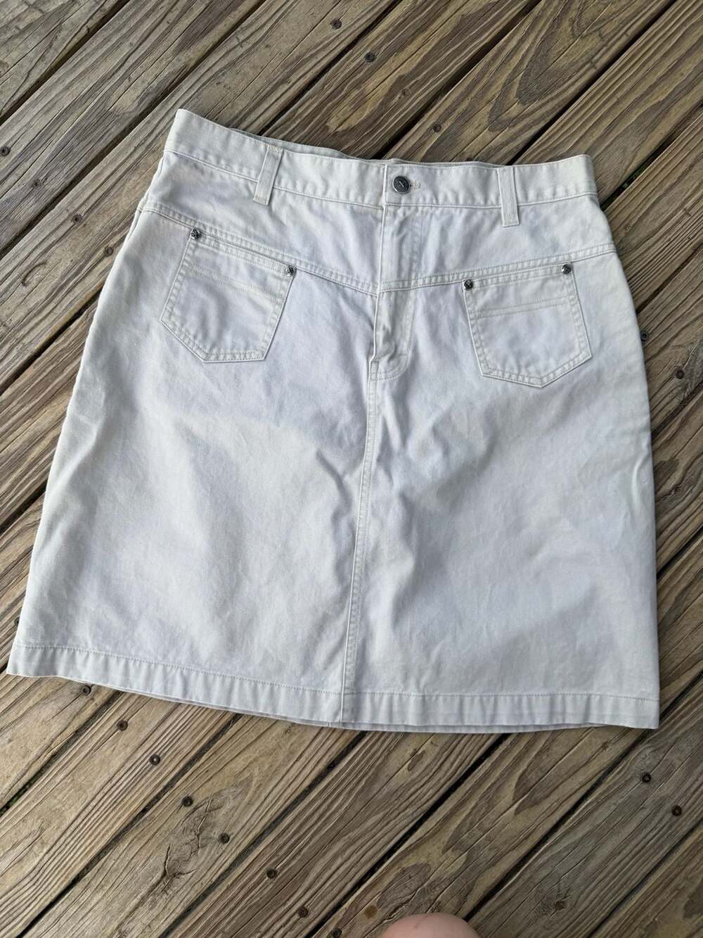 Xhilaration Cream Cotton Jean Skirt with Front Pockets Size 11